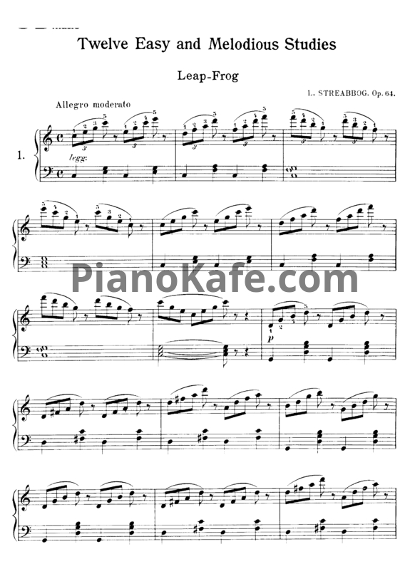 Ноты Л. Гоббартс - 12 лёгких и мелодических этюда для фортепиано (Op. 64) - PianoKafe.com
