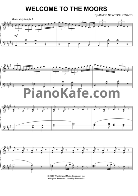 Ноты James Newton Howard - Welcome to the Moors - PianoKafe.com