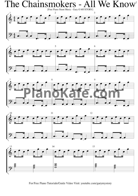 Ноты The Chainsmokers feat. Phoebe Ryan - All we know - PianoKafe.com