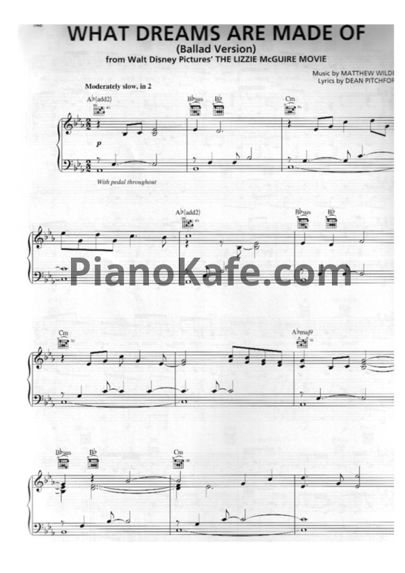 Ноты Hilary Duff - What dreams are made of (Ballad version) - PianoKafe.com