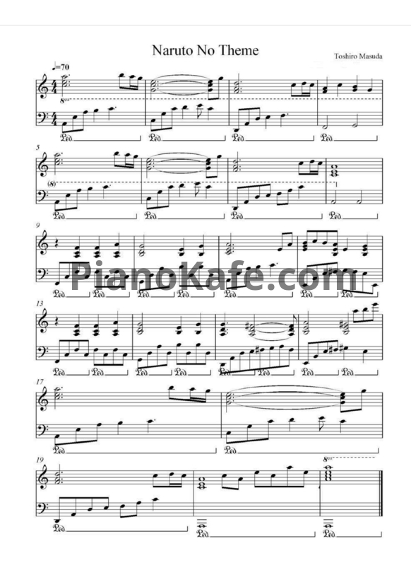 Ноты Toshiro Masuda - Naruto no theme - PianoKafe.com
