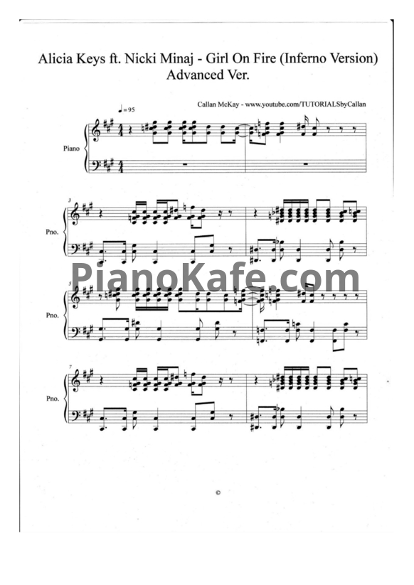 Ноты Alicia Keys - Girl On Fire - PianoKafe.com