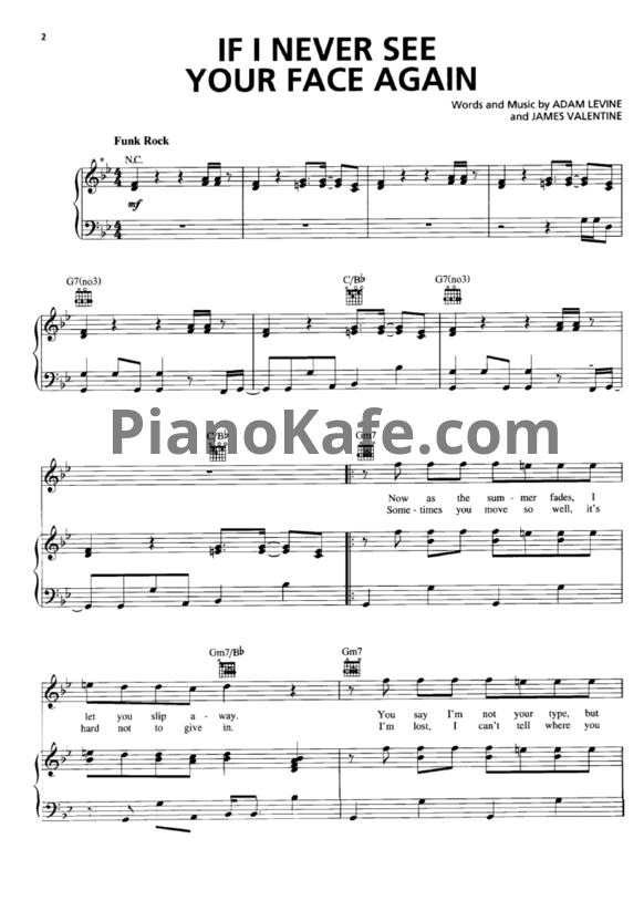 Ноты Maroon 5 feat. Rihanna - If I never see your face again - PianoKafe.com
