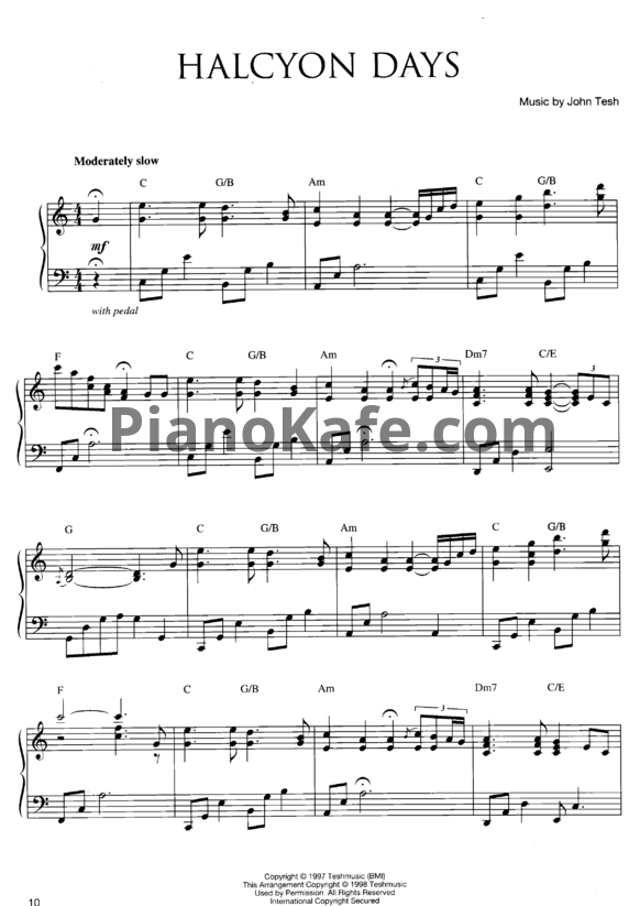 Ноты John Tesh - Halcyon days - PianoKafe.com