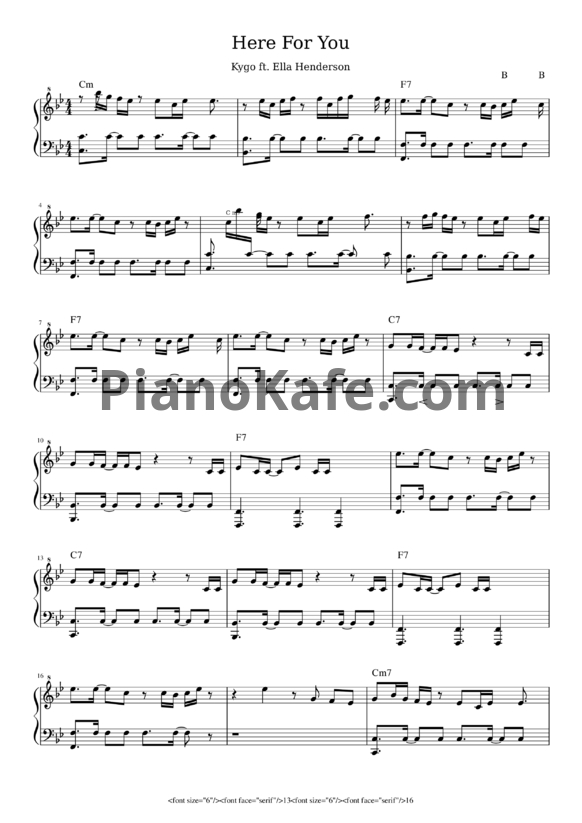 Ноты Kygo feat. Ella Henderson - Here for you - PianoKafe.com