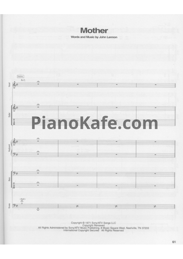 Ноты John Lennon - Mother (Партитура) - PianoKafe.com
