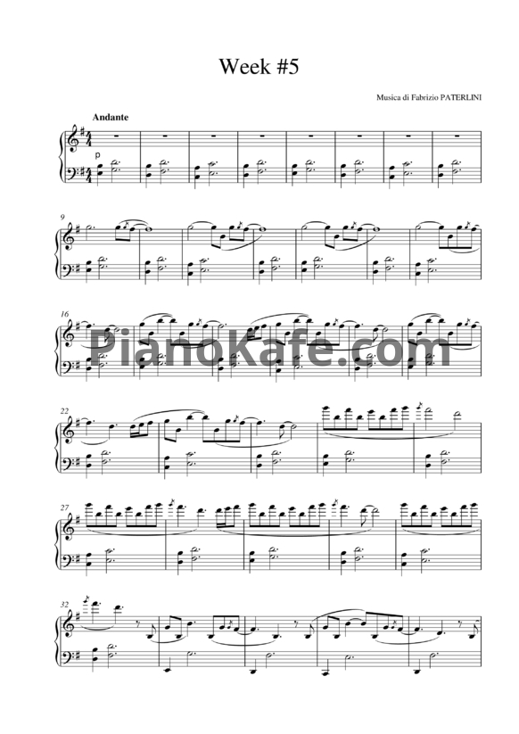 Ноты Fabrizio Paterlini - Week #5 - PianoKafe.com