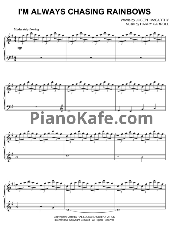 Ноты Harry Carroll - I'm always chasing rainbows - PianoKafe.com