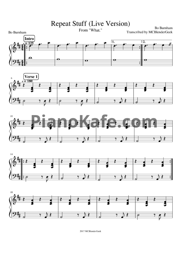 Ноты Bo Burnham - Repeat Stuff - PianoKafe.com