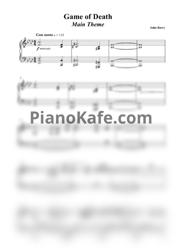 Ноты John Barry - Game of Death: Main Theme - PianoKafe.com