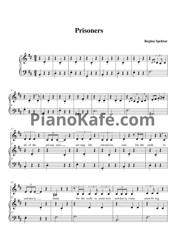 Ноты Regina Spektor - Prisoners - PianoKafe.com
