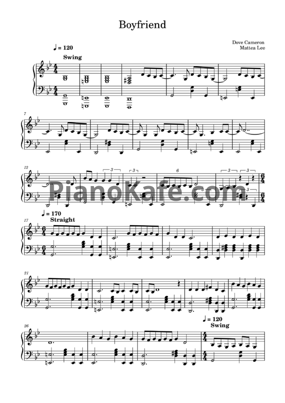 Ноты Dove Cameron - Boyfriend - PianoKafe.com