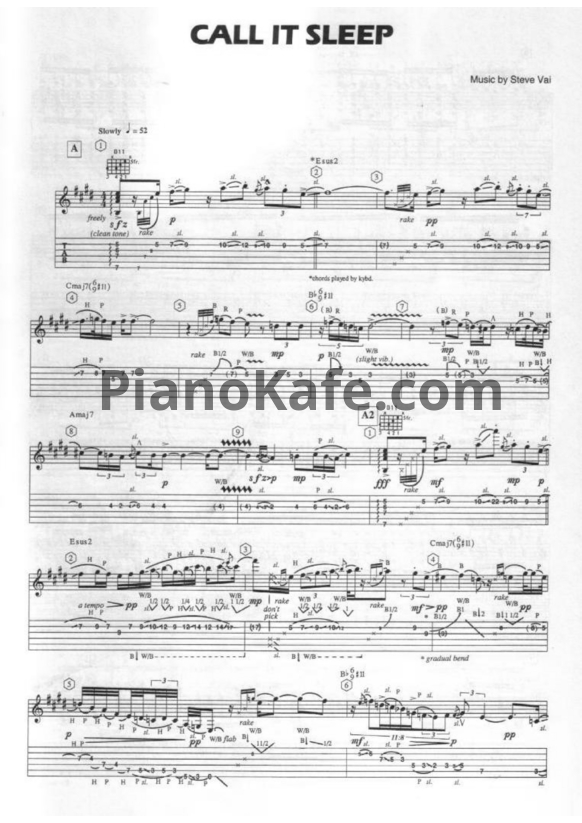 Ноты Steve Vai - Call is sleep - PianoKafe.com