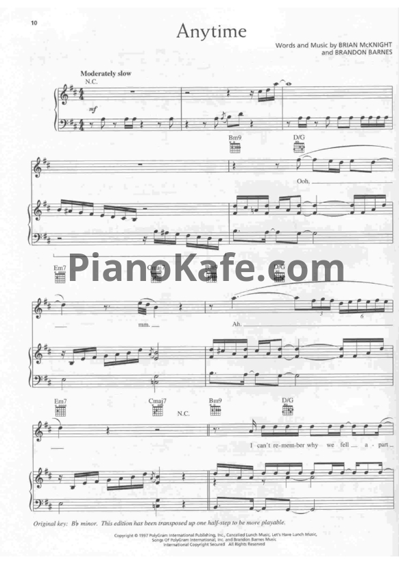 Ноты Brian McKnight - Anytime - PianoKafe.com