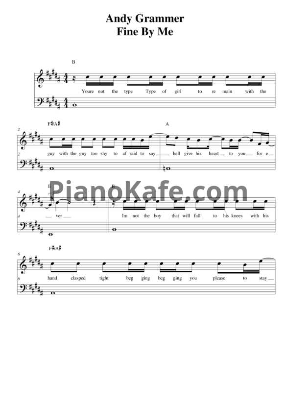 Ноты Andy Grammer - Fine by me - PianoKafe.com