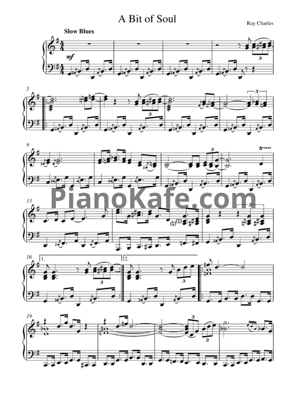 Ноты Ray Charles - A bit of soul - PianoKafe.com