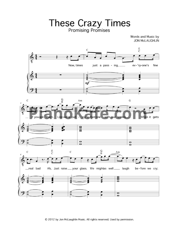 Ноты Jon McLaughlin - These crazy times - PianoKafe.com