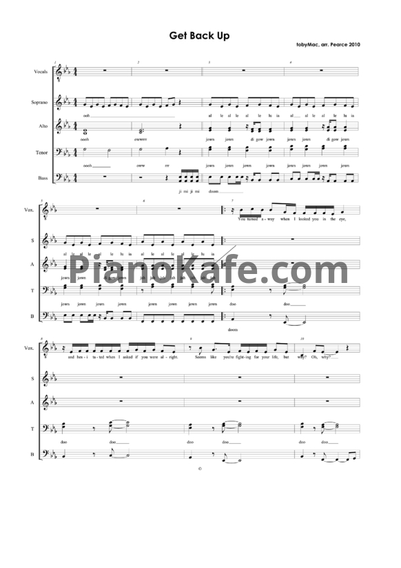 Ноты TobyMac - Get back up - PianoKafe.com