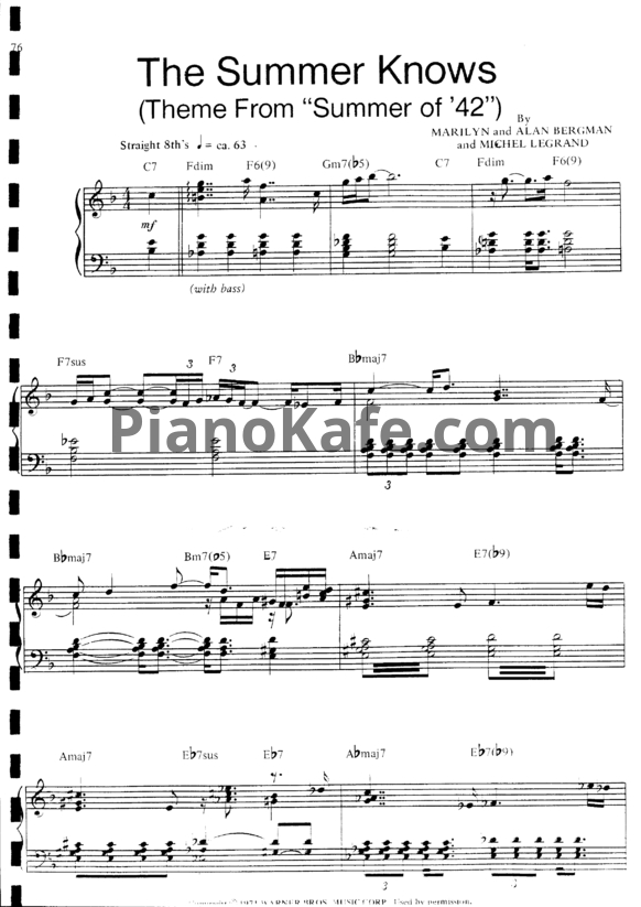 Ноты Bill Evans - The summer knows - PianoKafe.com