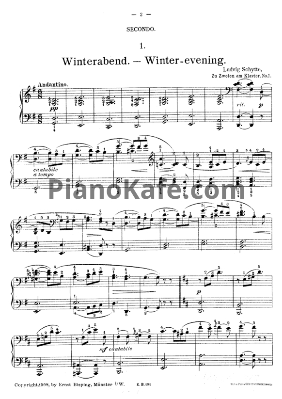 Ноты Людвиг Шитте - Zu zweien am klavier - PianoKafe.com