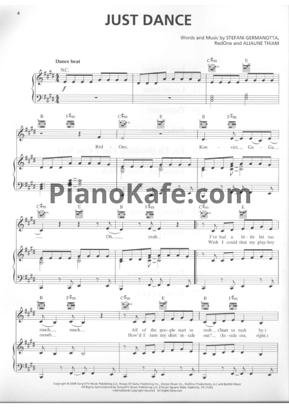 Ноты Lady Gaga - The fame (Книга нот) - PianoKafe.com