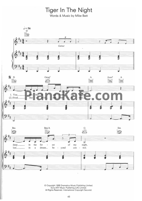 Ноты Katie Melua - Tiger in the night - PianoKafe.com