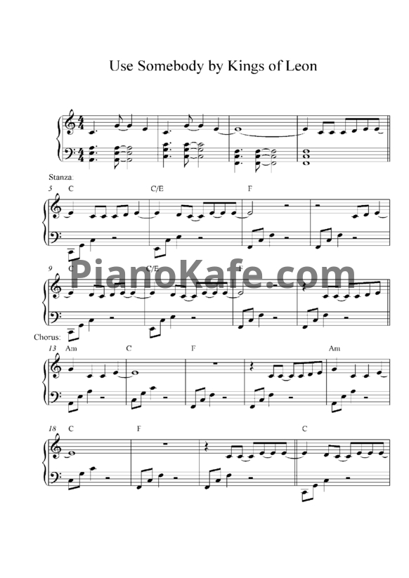 Ноты Kings Of Leon - Use somebody - PianoKafe.com