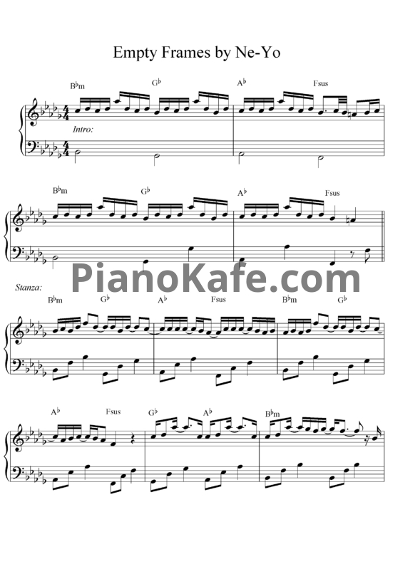 Ноты Ne-Yo - Empty frames - PianoKafe.com
