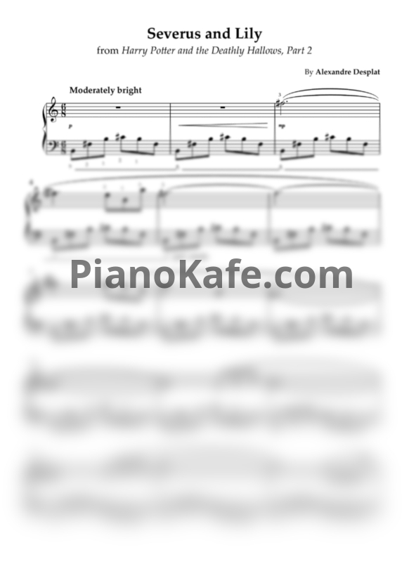 Ноты Alexandre Desplat - Severus and Lily - PianoKafe.com