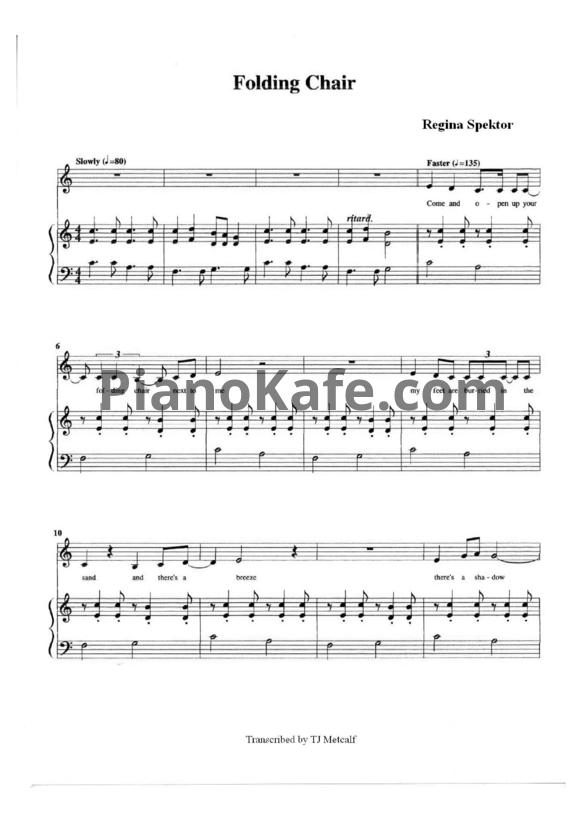 Ноты Regina Spektor - Folding chair - PianoKafe.com