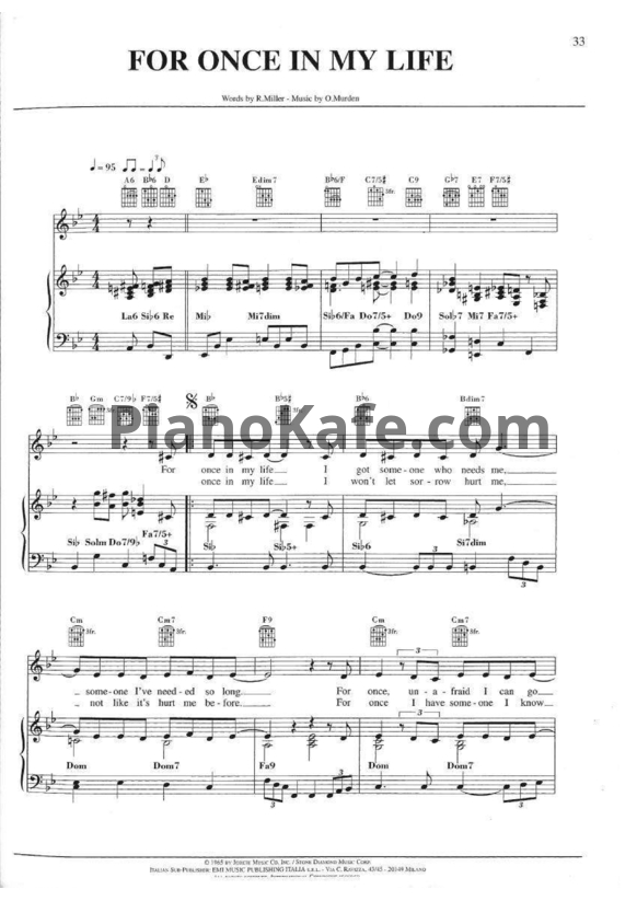 Ноты Michael Buble - For once in my life (Версия 2) - PianoKafe.com