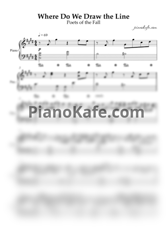 Ноты Poets of the Fall - Where do we draw the line (Piano cover) - PianoKafe.com