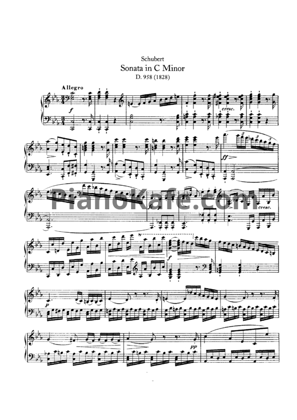 Ноты Франц Шуберт - Соната ля минор (D. 958) - PianoKafe.com