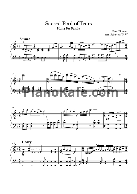 Ноты Hans Zimmer - Sacred pool of tears - PianoKafe.com