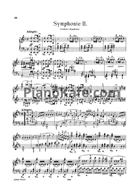 Ноты Йозеф Гайдн - Симфония №2 (Переложение для клавира А. Горна) - PianoKafe.com