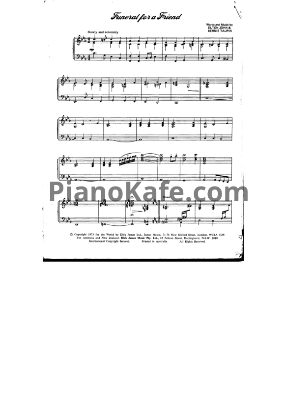 Ноты Elton John - Funeral for a friend - PianoKafe.com
