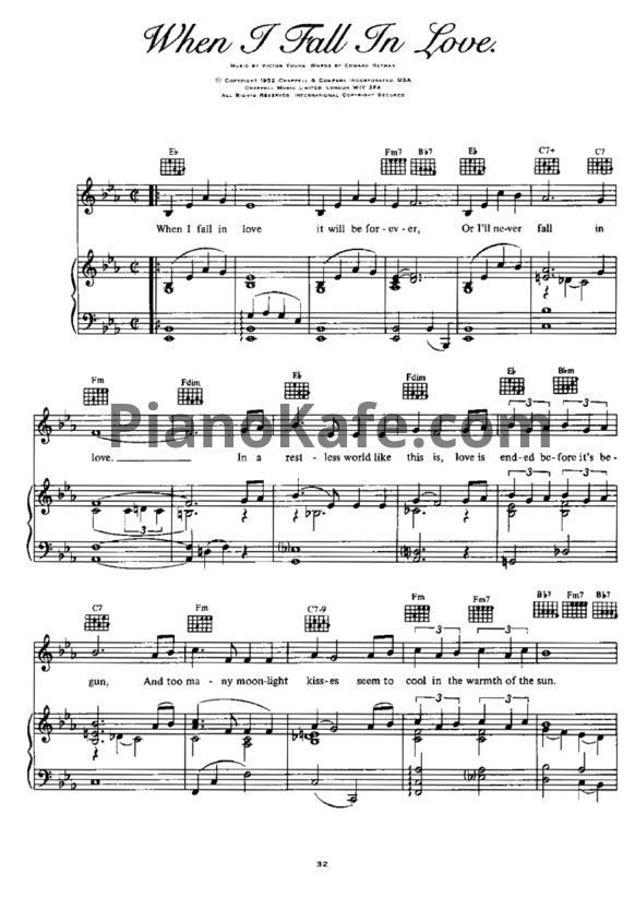 Ноты Marilyn Monroe - When I fall in love - PianoKafe.com