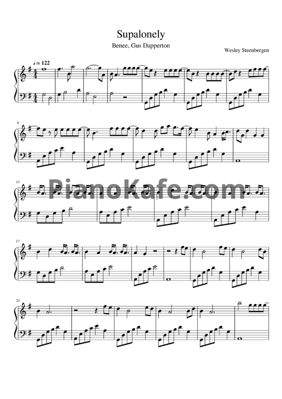 Ноты Benee - Supalonely - PianoKafe.com