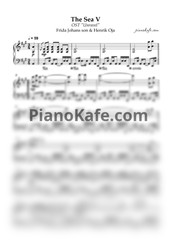Ноты Frida Johansson & Henrik Oja - The sea V (Piano cover) - PianoKafe.com