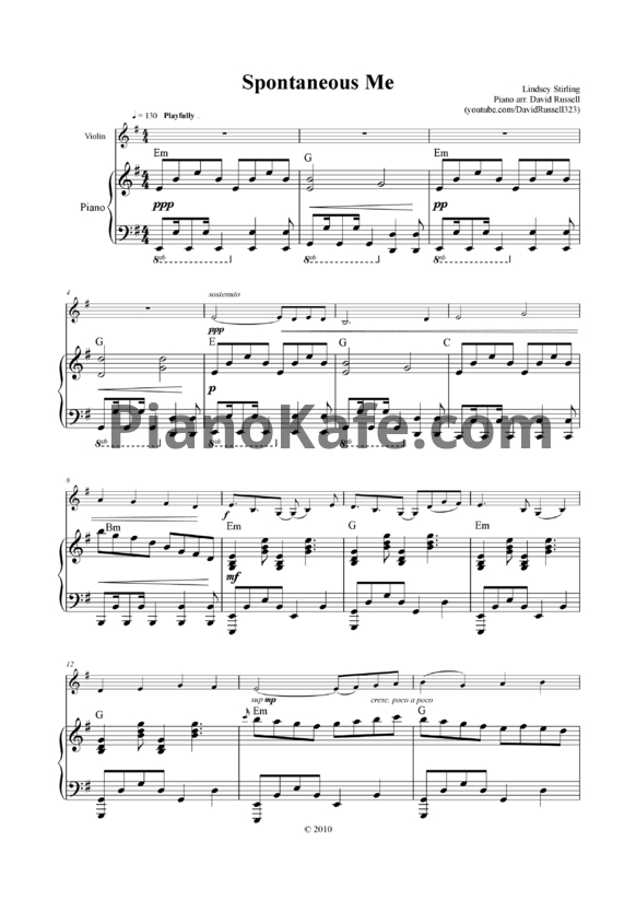 Ноты Lindsey Stirling - Spontaneous me - PianoKafe.com