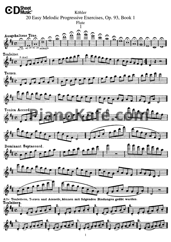 Ноты Эрнест Кёлер - 20 easy melodic progressive exercises (Op. 93, Book 1) - PianoKafe.com