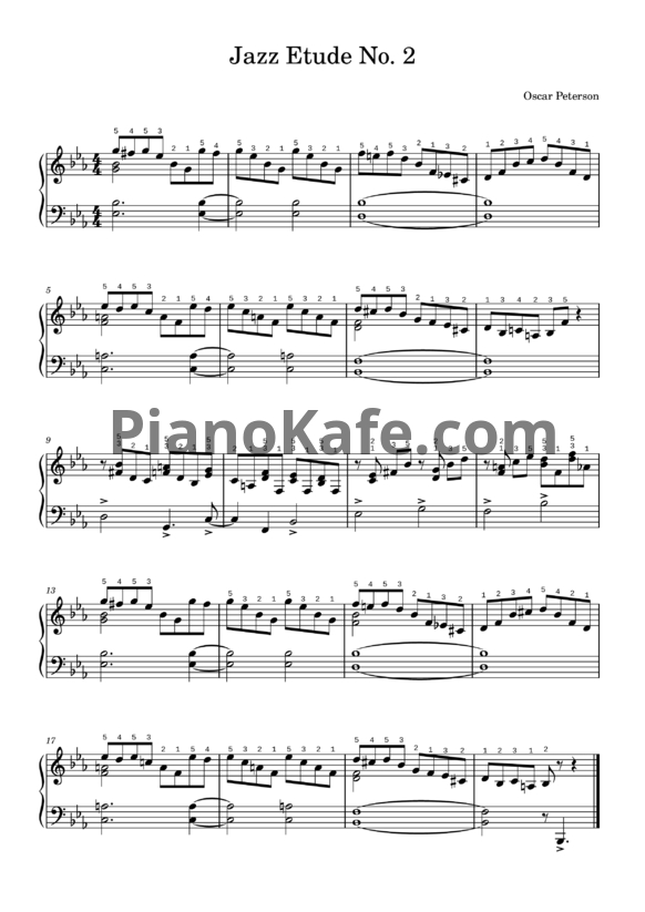 Ноты Oscar Peterson - Jazz Etude №2 - PianoKafe.com
