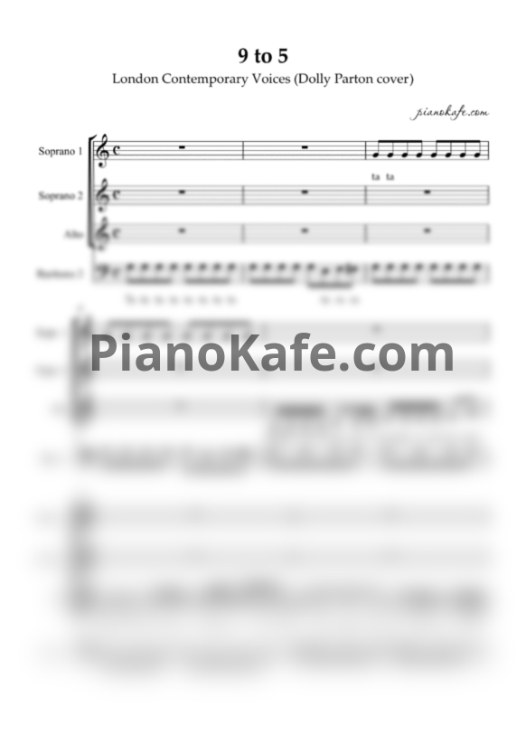 Ноты London Contemporary Voices - 9 to 5 (Переложение для хора песни Dolly Parton) - PianoKafe.com