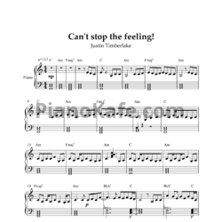 Ноты Justin Timberlake - Can't stop the feeling - предпросмотр