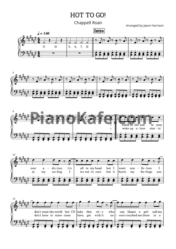 Ноты Chappell Roan - HOT TO GO! (Piano solo) - PianoKafe.com