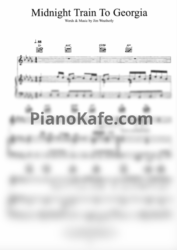 Ноты Gladys Knight & the Pips - Midnight train to Georgia - PianoKafe.com