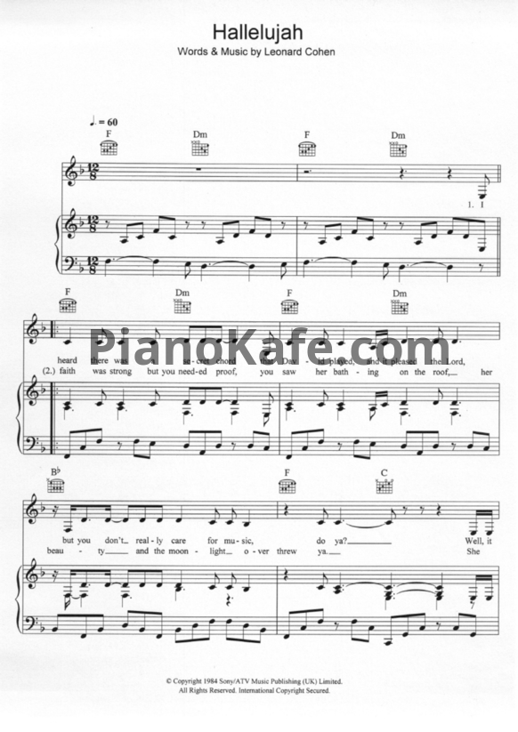 Ноты Leonard Cohen - Hallelujah - PianoKafe.com
