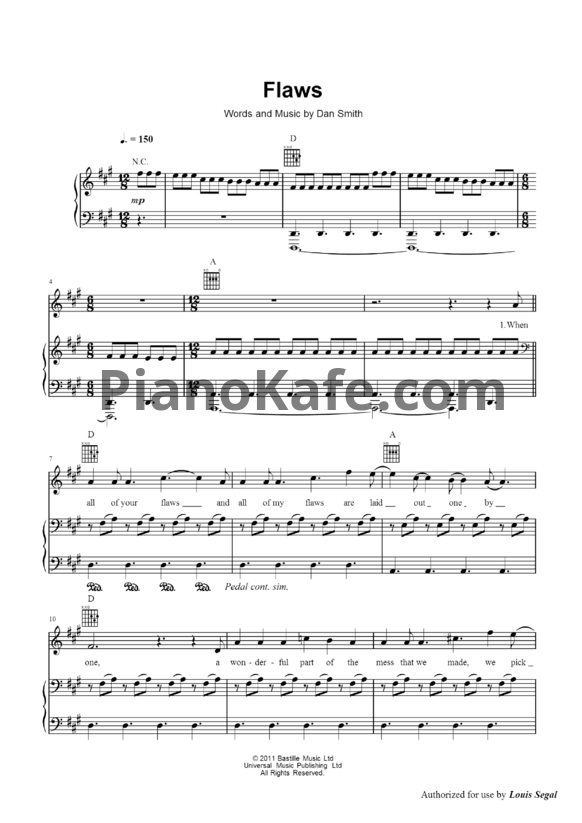 Ноты Bastille - Flaws - PianoKafe.com