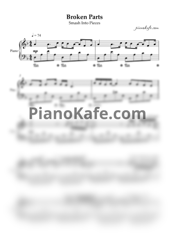 Ноты Smash into pieces - Broken parts (Piano cover) - PianoKafe.com