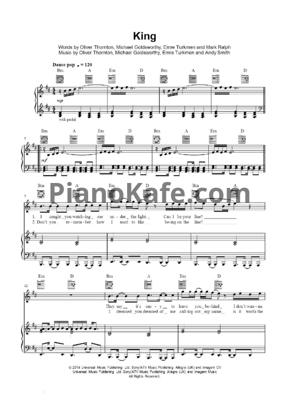 Ноты Years & Years - King - PianoKafe.com
